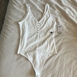 V-Neck Button Detail Bodysuit